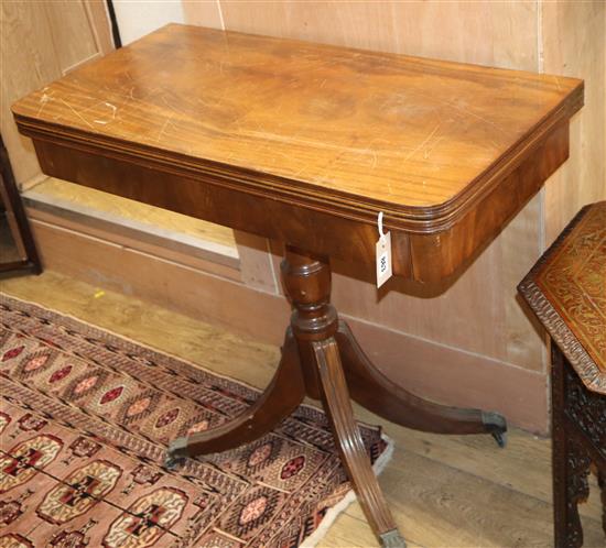 A Regency mahogany card table W.85cm